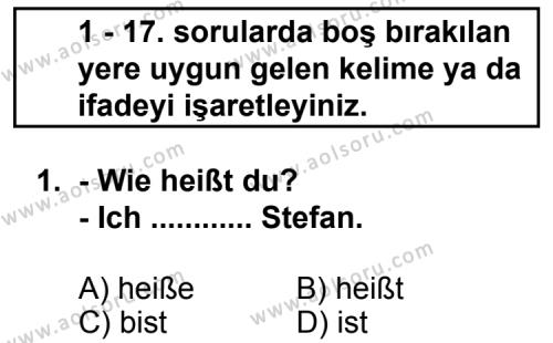 Almanca 1 Dersi 2011 - 2012 Yılı 1. Dönem Sınav Soruları 1. Soru