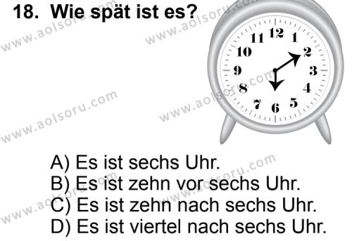 Almanca 1 Dersi 2011-2012 Yılı 1. Dönem Sınavı 18. Soru
