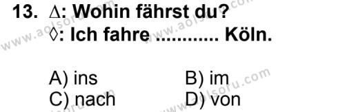 Almanca 1 Dersi 2011-2012 Yılı 2. Dönem Sınavı 13. Soru