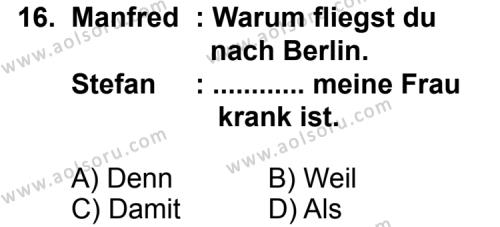 Almanca 1 Dersi 2011-2012 Yılı 2. Dönem Sınavı 16. Soru