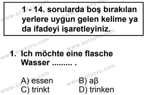 Almanca 1 Dersi 2011 - 2012 Yılı 3. Dönem Sınav Soruları 1. Soru