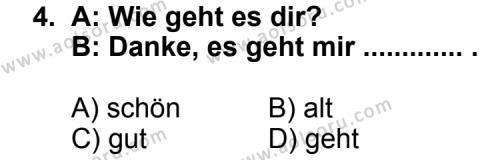 Almanca 1 Dersi 2011-2012 Yılı 3. Dönem Sınavı 4. Soru