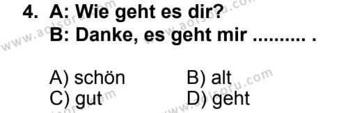 Almanca 1 Dersi 2012 - 2013 Yılı 1. Dönem Sınav Soruları 4. Soru