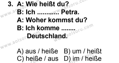Almanca 1 Dersi 2012 - 2013 Yılı 2. Dönem Sınav Soruları 3. Soru