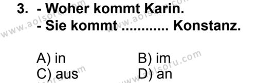 Almanca 1 Dersi 2012 - 2013 Yılı Ek Sınav Soruları 3. Soru