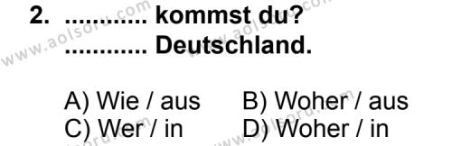 Almanca 1 Dersi 2013 - 2014 Yılı 1. Dönem Sınav Soruları 2. Soru