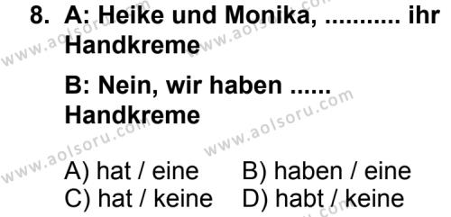 Almanca 1 Dersi 2013-2014 Yılı 1. Dönem Sınavı 8. Soru