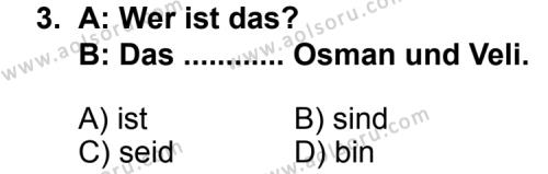 Almanca 1 Dersi 2013 - 2014 Yılı 2. Dönem Sınav Soruları 3. Soru