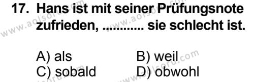 Almanca 1 Dersi 2013-2014 Yılı 2. Dönem Sınavı 17. Soru