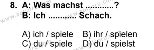 Almanca 1 Dersi 2013-2014 Yılı 3. Dönem Sınavı 8. Soru