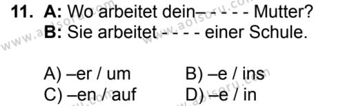 Almanca 1 Dersi 2016-2017 Yılı 2. Dönem Sınavı 11. Soru