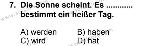 Almanca 2 Dersi 2014-2015 Yılı 1. Dönem Sınavı 7. Soru