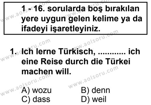 Almanca 2 Dersi 2011 - 2012 Yılı 1. Dönem Sınav Soruları 1. Soru