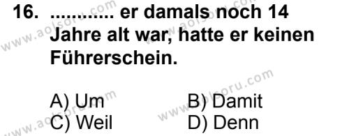 Almanca 2 Dersi 2011-2012 Yılı 1. Dönem Sınavı 16. Soru