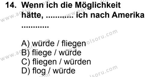 Almanca 2 Dersi 2011-2012 Yılı 2. Dönem Sınavı 14. Soru
