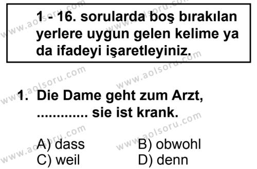 Almanca 2 Dersi 2011 - 2012 Yılı 3. Dönem Sınav Soruları 1. Soru