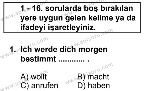 Almanca 2 Dersi 2012 - 2013 Yılı 2. Dönem Sınav Soruları 1. Soru