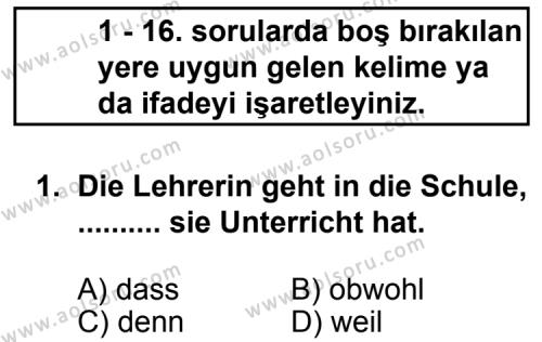 Almanca 2 Dersi 2012 - 2013 Yılı 3. Dönem Sınav Soruları 1. Soru
