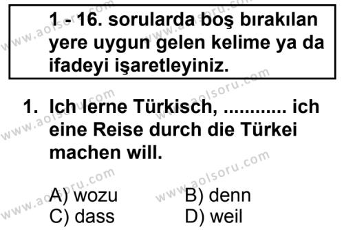 Almanca 2 Dersi 2012 - 2013 Yılı Ek Sınav Soruları 1. Soru