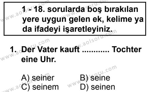 Almanca 2 Dersi 2013 - 2014 Yılı 2. Dönem Sınav Soruları 1. Soru