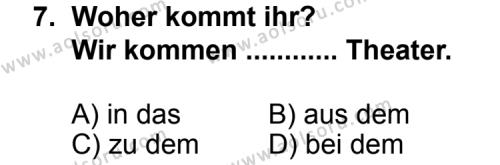 Almanca 3 Dersi 2011-2012 Yılı 1. Dönem Sınavı 7. Soru