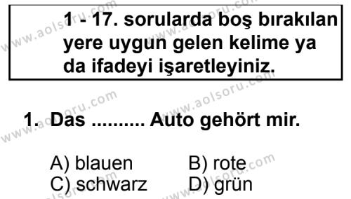 Almanca 3 Dersi 2012 - 2013 Yılı 1. Dönem Sınav Soruları 1. Soru