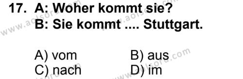 Almanca 3 Dersi 2012-2013 Yılı 1. Dönem Sınavı 17. Soru