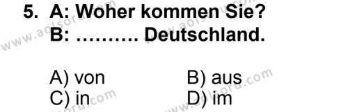 Almanca 3 Dersi 2013-2014 Yılı 1. Dönem Sınavı 5. Soru