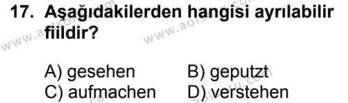Almanca 3 Dersi 2016-2017 Yılı 1. Dönem Sınavı 17. Soru