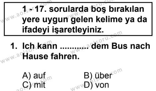 Almanca 4 Dersi 2011 - 2012 Yılı 2. Dönem Sınav Soruları 1. Soru