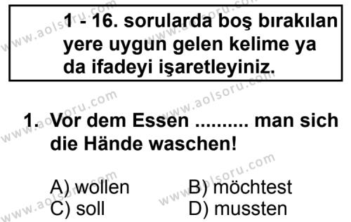 Almanca 4 Dersi 2012 - 2013 Yılı 1. Dönem Sınav Soruları 1. Soru