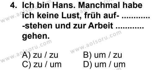 Almanca 4 Dersi 2012 - 2013 Yılı 2. Dönem Sınav Soruları 4. Soru