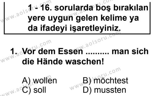 Almanca 4 Dersi 2012 - 2013 Yılı 3. Dönem Sınav Soruları 1. Soru