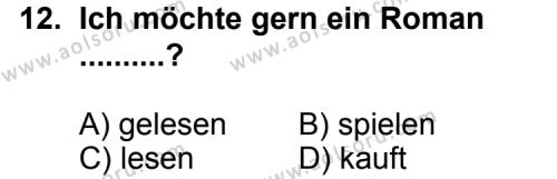 Almanca 4 Dersi 2012-2013 Yılı 3. Dönem Sınavı 12. Soru