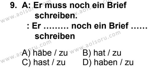 Almanca 4 Dersi 2013-2014 Yılı 1. Dönem Sınavı 9. Soru