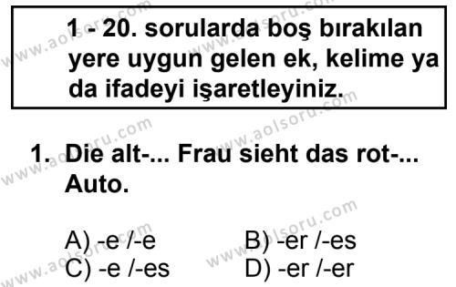 Almanca 4 Dersi 2013 - 2014 Yılı 2. Dönem Sınav Soruları 1. Soru