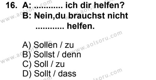 Almanca 4 Dersi 2013-2014 Yılı 3. Dönem Sınavı 16. Soru
