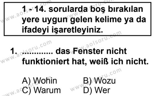 Almanca 5 Dersi 2011 - 2012 Yılı 3. Dönem Sınav Soruları 1. Soru