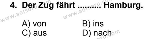 Almanca 5 Dersi 2012 - 2013 Yılı 1. Dönem Sınav Soruları 4. Soru