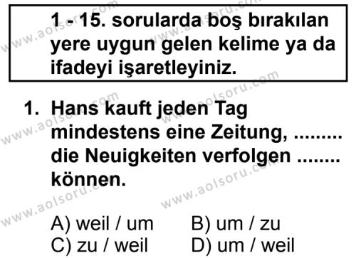 Almanca 5 Dersi 2012 - 2013 Yılı 2. Dönem Sınav Soruları 1. Soru
