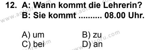 Almanca 5 Dersi 2012-2013 Yılı 3. Dönem Sınavı 12. Soru
