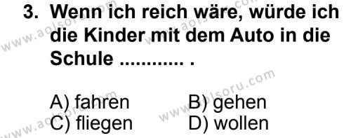 Almanca 6 Dersi 2011 - 2012 Yılı 2. Dönem Sınav Soruları 3. Soru