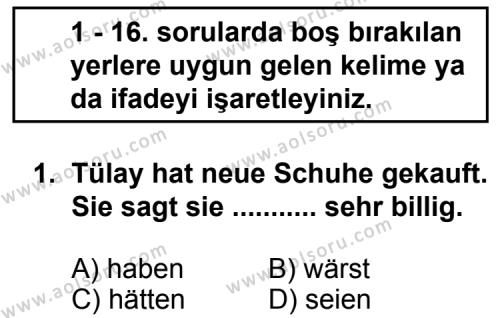 Almanca 6 Dersi 2011 - 2012 Yılı 3. Dönem Sınav Soruları 1. Soru