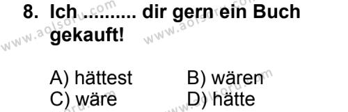 Almanca 6 Dersi 2011-2012 Yılı 3. Dönem Sınavı 8. Soru