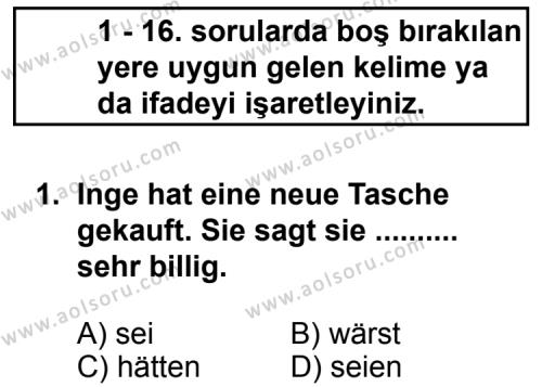 Almanca 6 Dersi 2012 - 2013 Yılı 1. Dönem Sınav Soruları 1. Soru