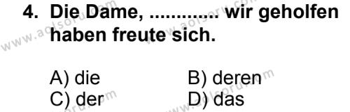Almanca 6 Dersi 2012 - 2013 Yılı 1. Dönem Sınav Soruları 4. Soru
