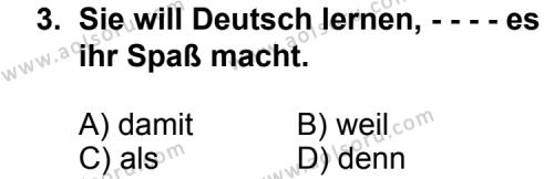 Almanca 6 Dersi 2014 - 2015 Yılı 3. Dönem Sınav Soruları 3. Soru