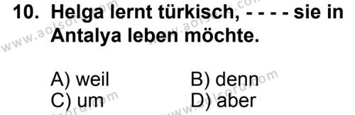 Almanca 6 Dersi 2015-2016 Yılı 2. Dönem Sınavı 10. Soru
