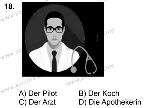 Almanca 6 Dersi 2018-2019 Yılı 1. Dönem Sınavı 18. Soru