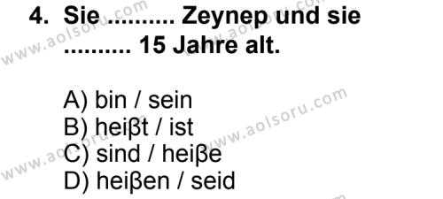 Almanca 7 Dersi 2012 - 2013 Yılı 1. Dönem Sınav Soruları 4. Soru